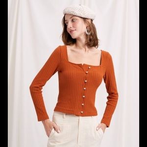 NWT Petite Studio Juliet Top in Rust
